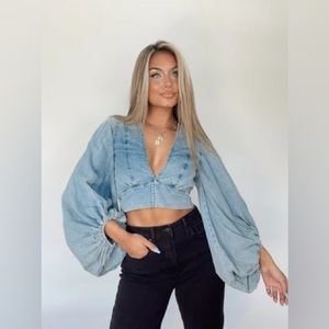 Signature8 Denim Long Sleeve Crop Top